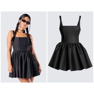 Finesse Black Corset Belle Structured Full Skirt Mini Dress Plus Size 1X